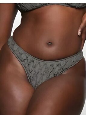 SKIMS Textured quilted style gun metal thong